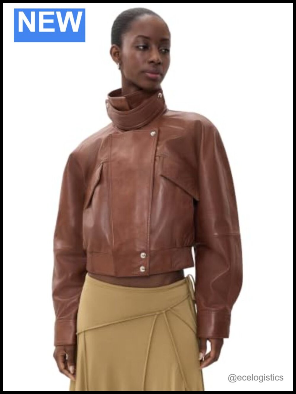 Genuine Sheepskin Leather Moto Jacket Women's with Flap Pockets